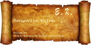 Benyovits Kolos névjegykártya